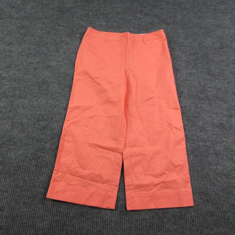 Talbots Pants Womens 10P Orange Wide Leg Crop Stretch Twill Pockets 31x23* NWT